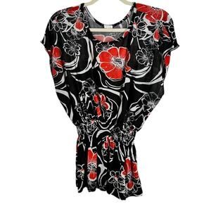 Shui Si Qing Black Red White Short Sleeve Top XL